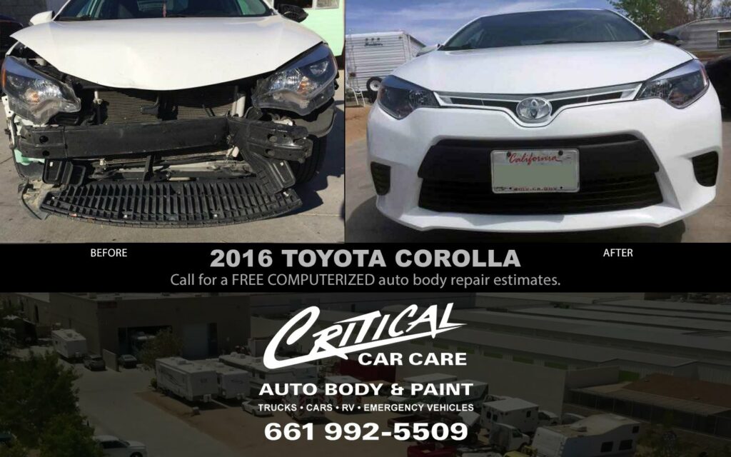 2016 Toyota Corolla before and after auto body repair paint