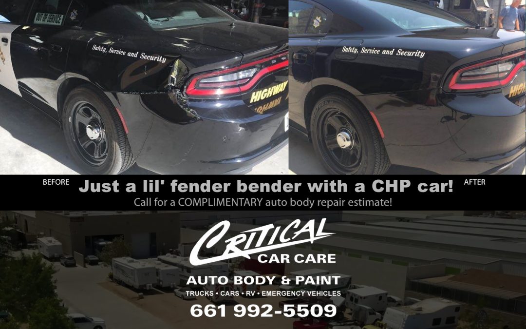 Before & After a lil’ fender bender on a local CHP car!